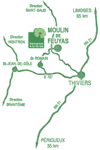 Au Moulin de Feuyas 24800 Thiviers. Thiviers à 35 km de Périgueux, Thiviers à 65 km de Limoges Salles de réception - Ferme - meublé - Camping